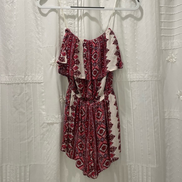 Billabong New Story Red Printed Strapless Romper - Picture 3 of 6